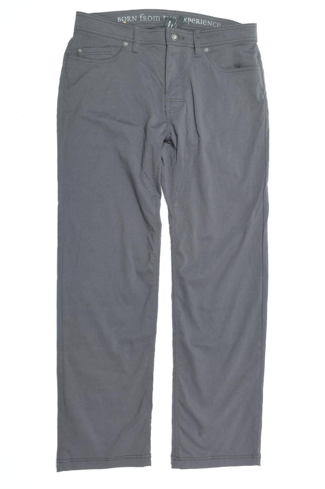 prANa Brion Pants Mens 34x32 Gray Slim Fit Nylon Stretch Lightweight Hiking