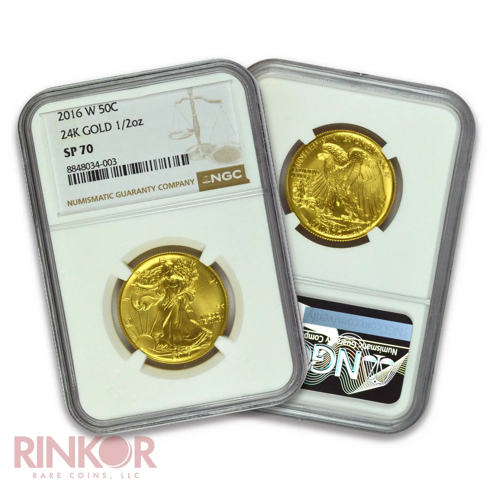 2016-W Gold 1/2oz Walking Liberty Half Dollar 100th Anniv Brown Label NGC SP 70