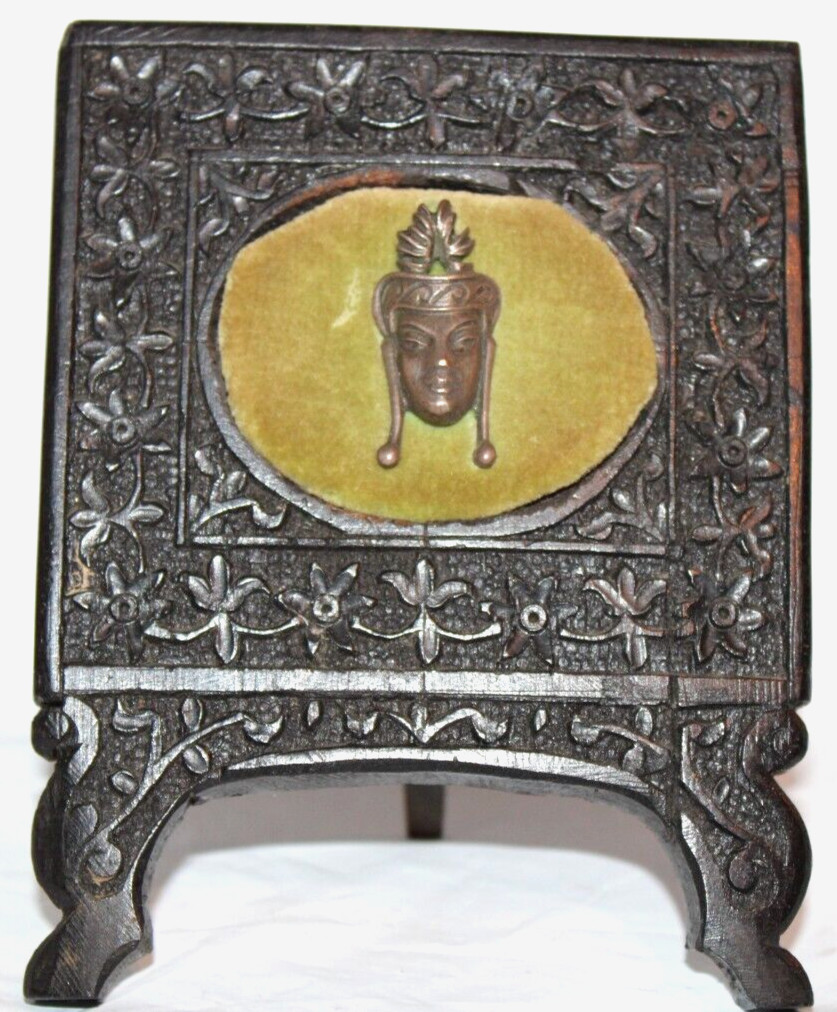 Antique Anglo Indian India Burma Burmese Silver Bust Head Statute Frame