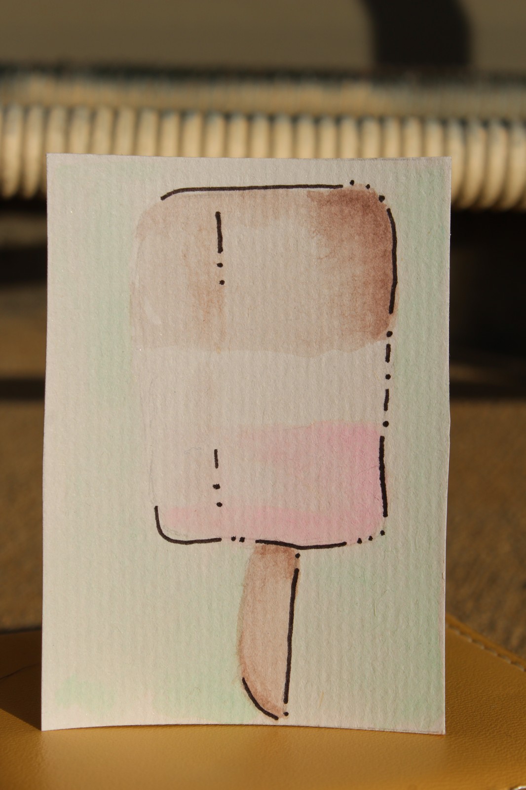 aceo original painting 2.5 x 3.5 watercolor  neapolitan ice cream summer