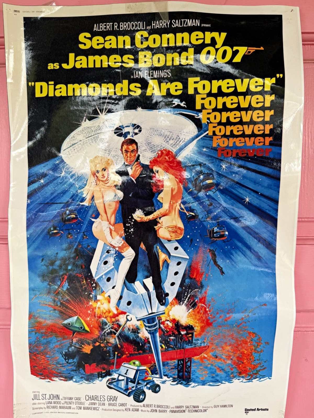 Diamonds Are Forever Original Movie Poster 27 x 41 in Sean Connery James Bond
