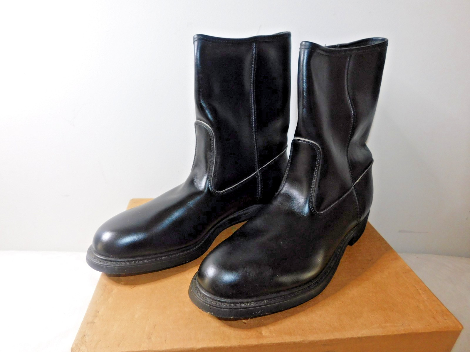 VTG NOS Sz 8 1/2C Mason Shoes Mens Black Leather Ankle Boot Round Toe, 9/121