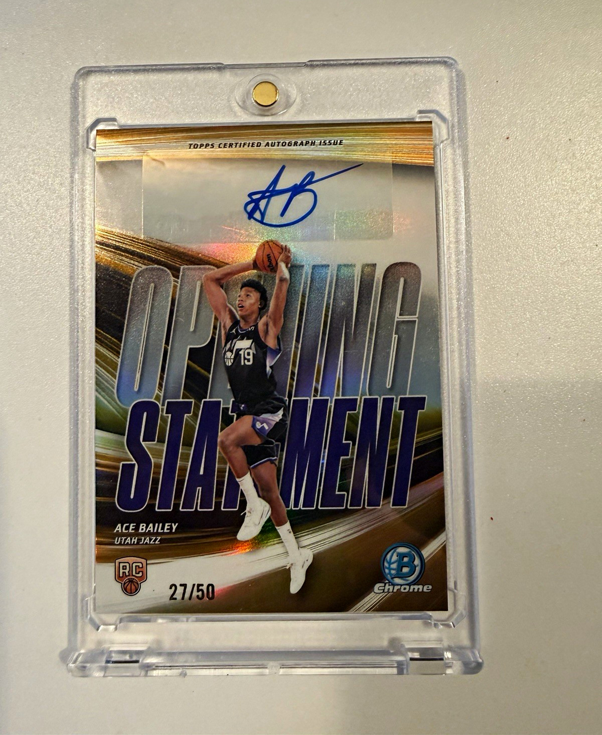 Topps 2025-26 Bowman Chrome Ace Bailey RC Auto Utah Jazz #OS-AB /50