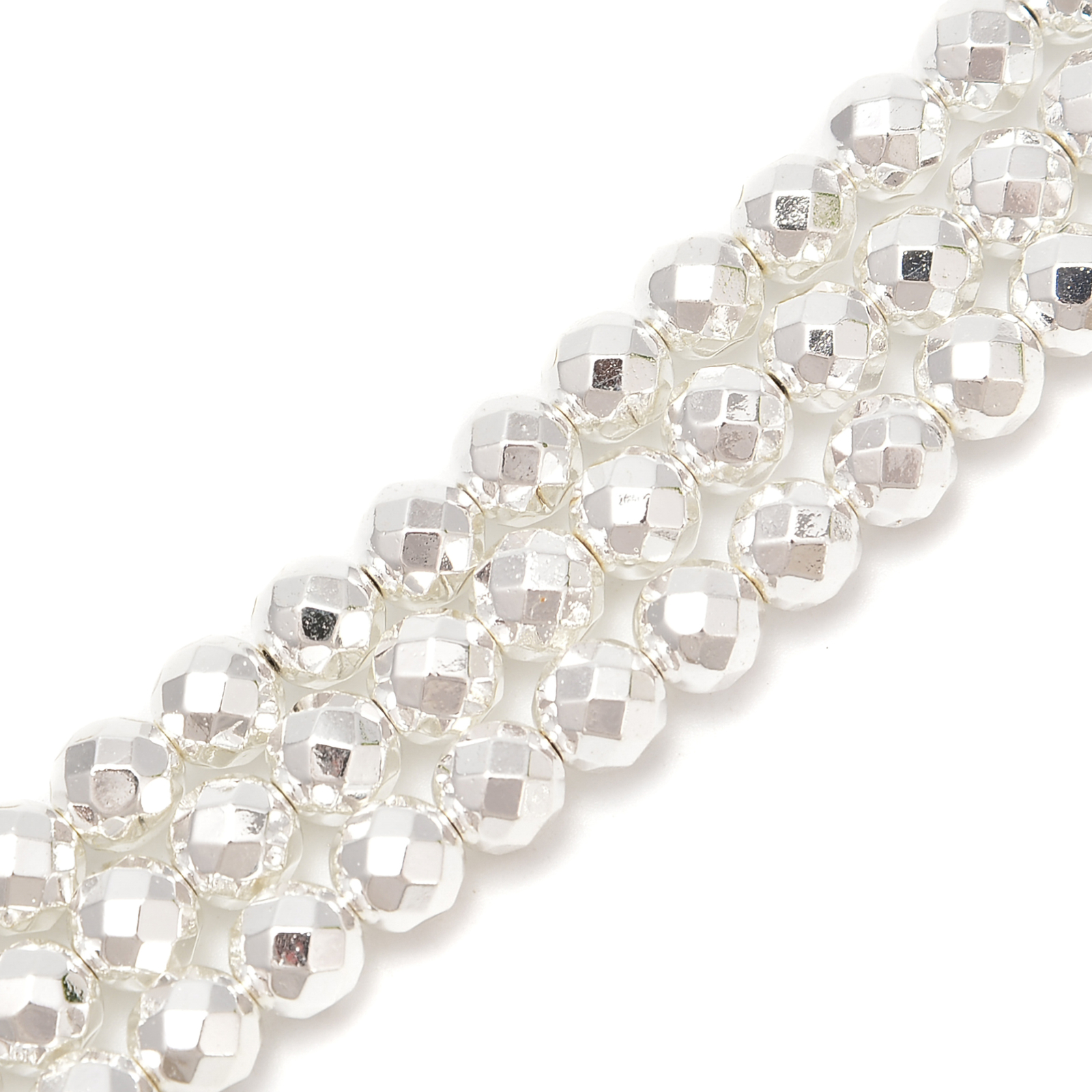 Titanium Silver Hematite Faceted Round Beads 2mm 3mm 4mm 6mm 8mm 10mm 15.5\
