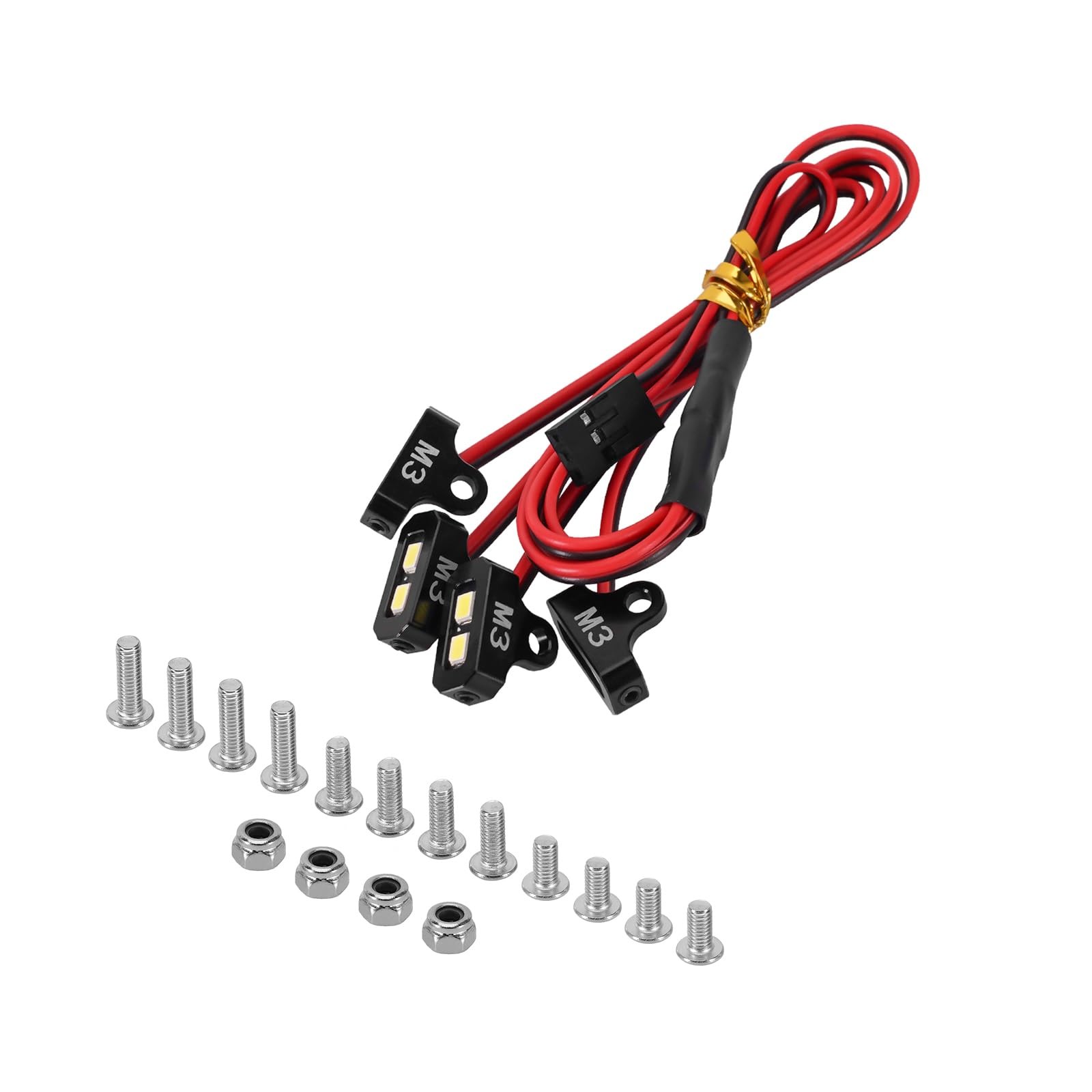 INJORA 4LED Rock Lights Kit for SCX10 TRX4 1/10 RC Crawler Small, White, Red