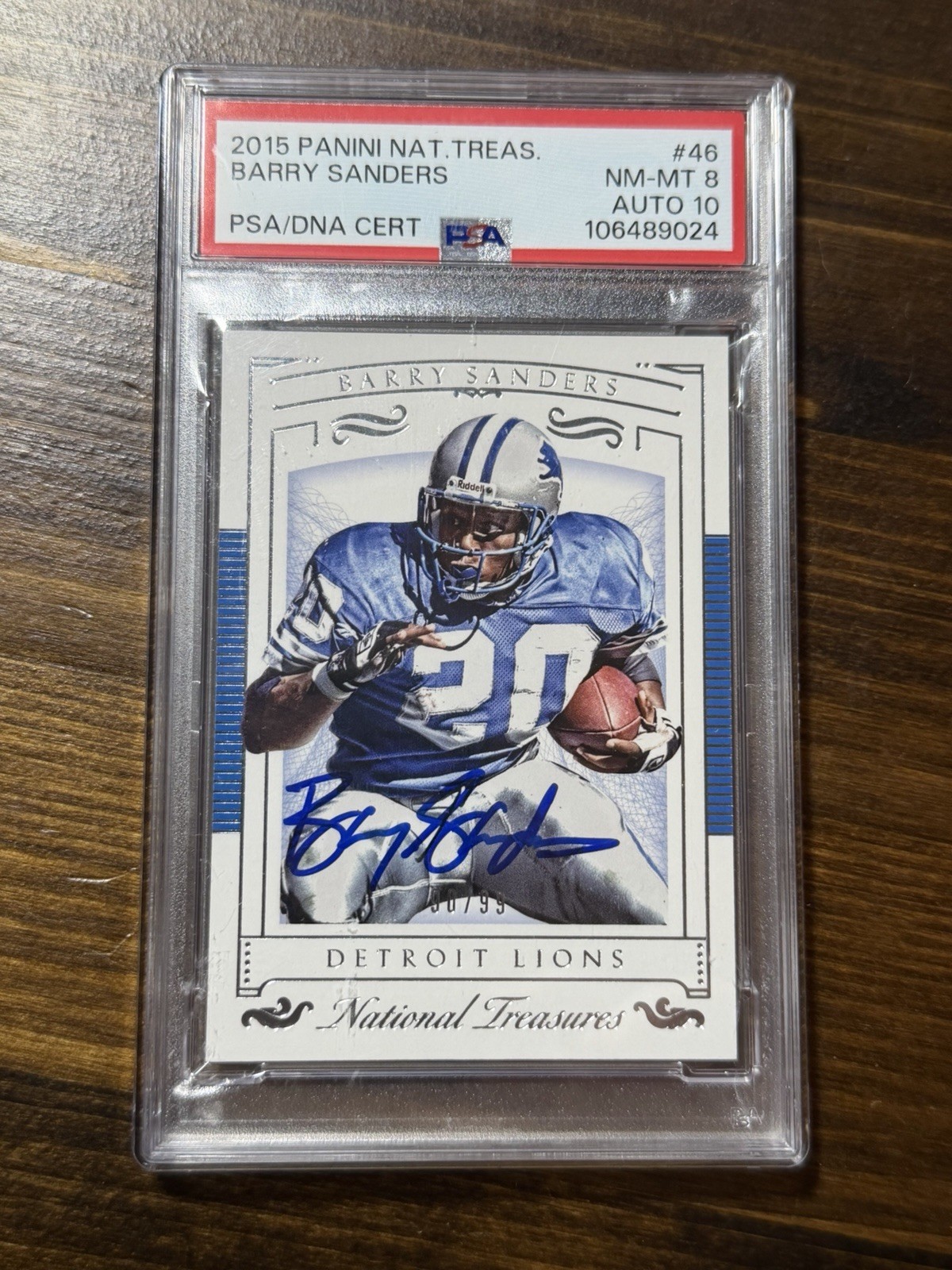 2015 National Treasurers Barry Sanders PSA 8 PSA Auto 10 HOF 90/99 Lions