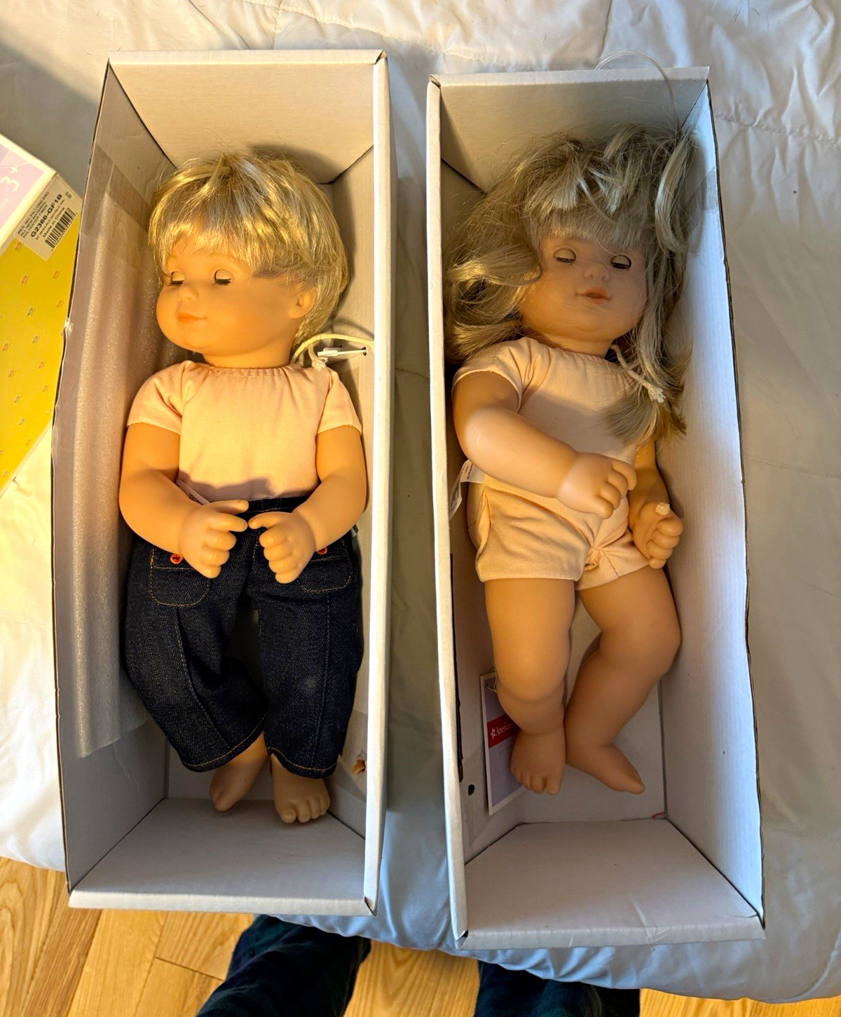 American Girl Bitty Twins Blonde Boy & Girl Dolls 3G 3B w/ Original Box