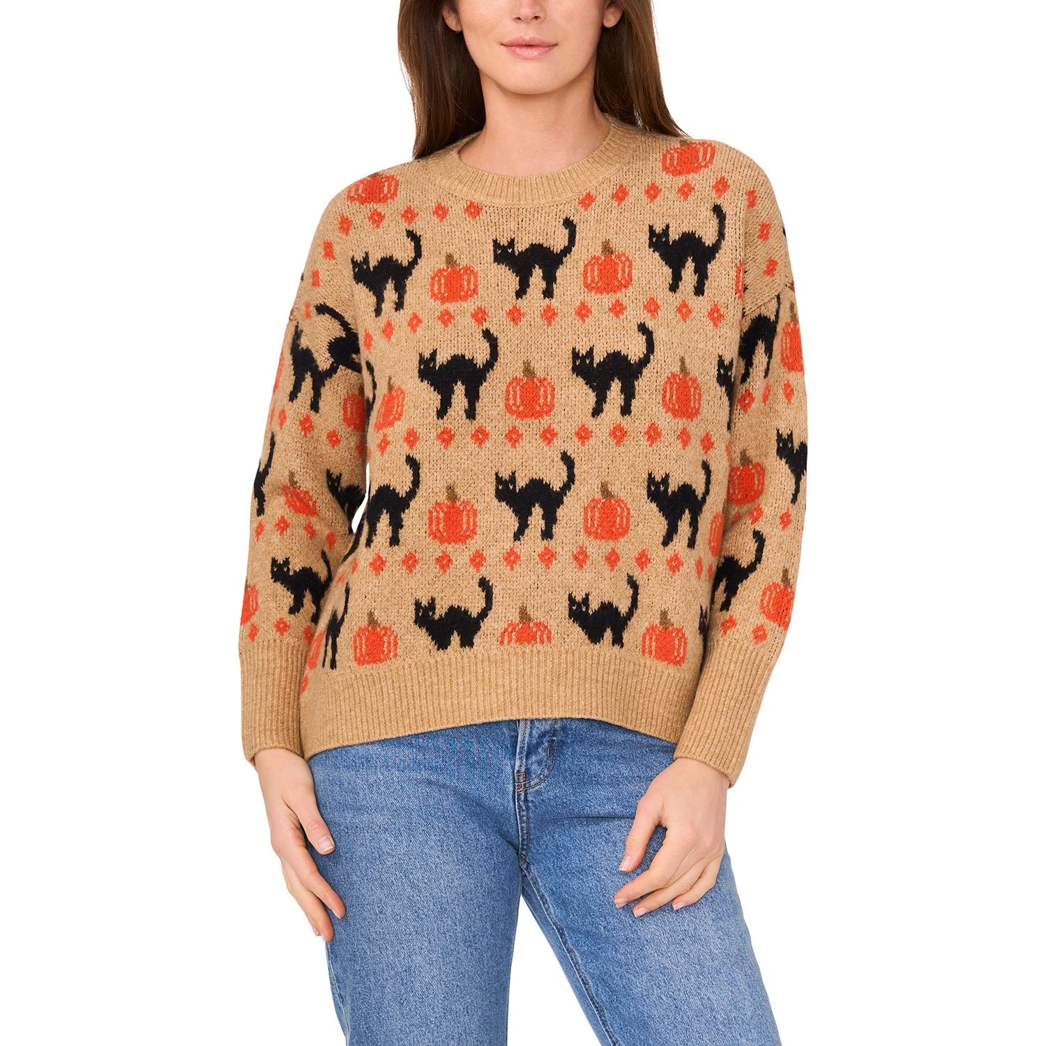 NWT Vince Camuto Women\'s Halloween Sweater Size M Tan NWT Vince Camuto Women\'s Halloween Sweater Size M Tan