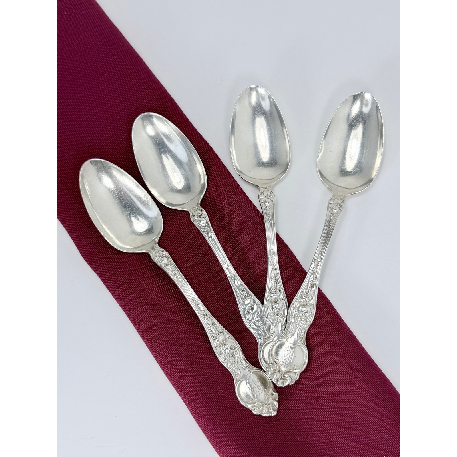 Wallace Violet Sterling Silver Coffee Spoons Set of 4 Monogrammed 5.5\