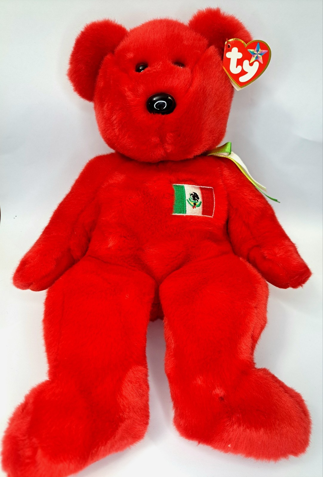 Osito Vintage Red Bear Flag Beanie Buddy with Tags