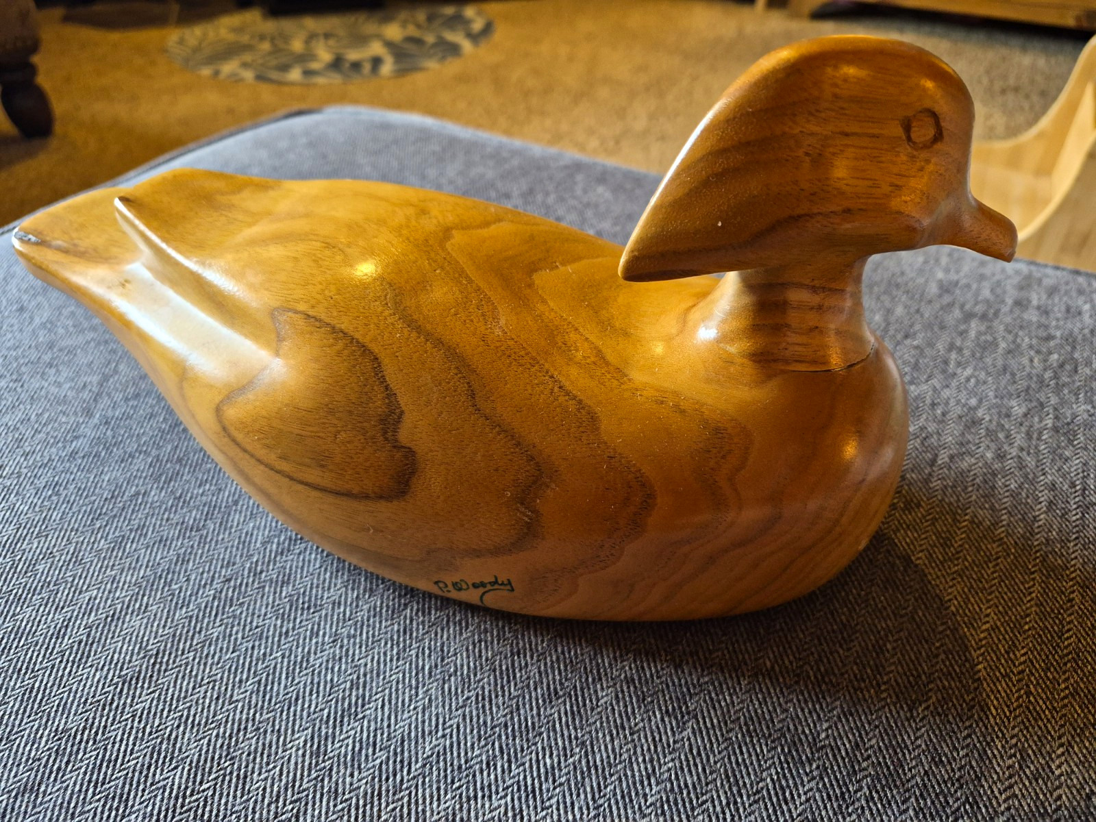 Vintage Preston Woody Hand Carved Wood Duck Decoy - MO Ozarks Folk Art