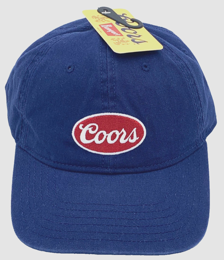 Coors Men\'s Ball Cap Blue Retro Logo 6 Panel Adjustable Strap New With Tags Coors Men\'s Ball Cap Blue Retro Logo 6 Panel Adjustable Strap New With Tags