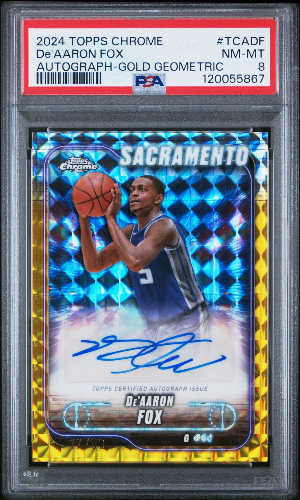 2024-25 Autograph-Gold Geometric De'Aaron Fox PSA 8 #TCADF