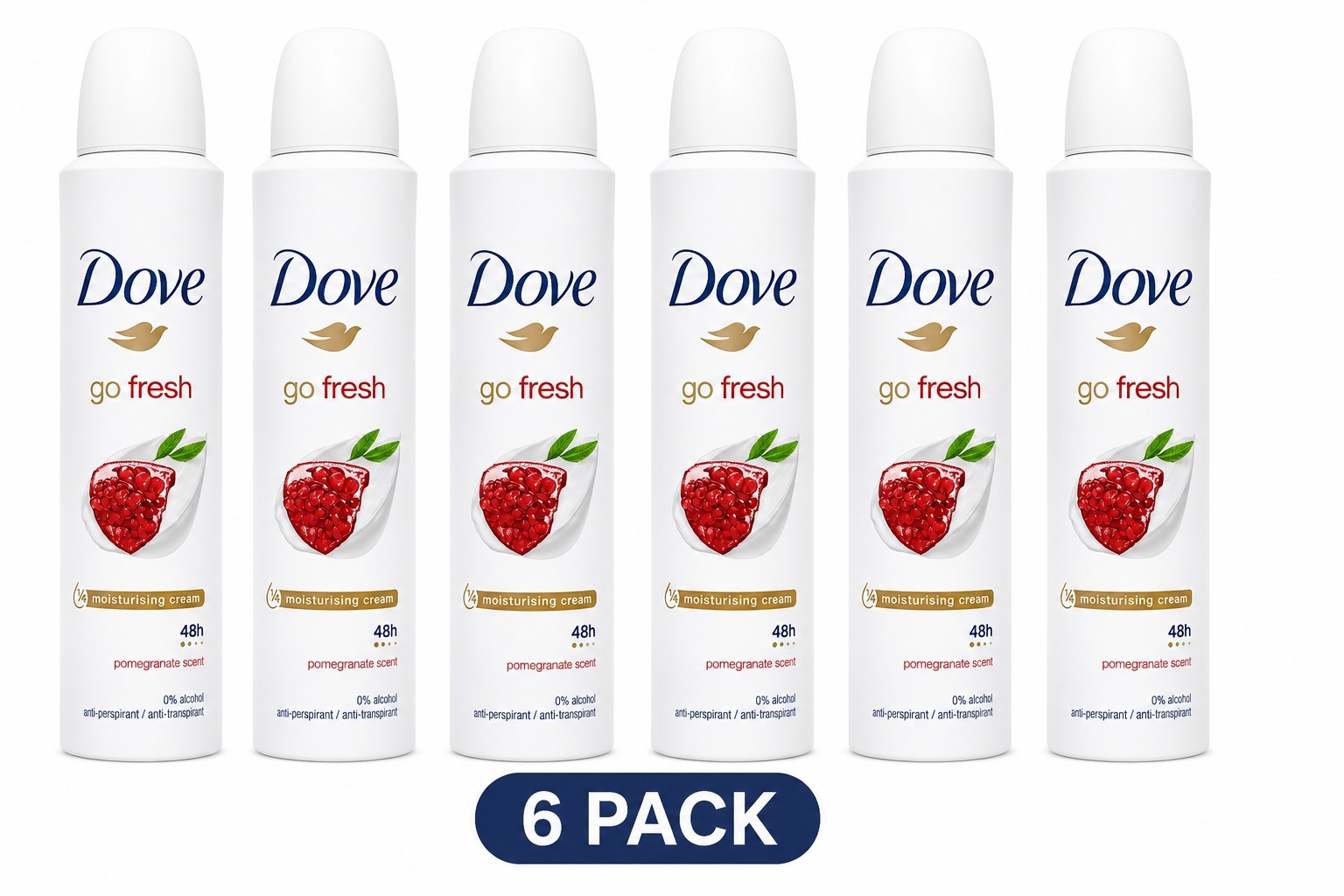 Dove Go Fresh Pomegranate Antiperspirant Deodorant Spray 6 Pack 150ml 48HR