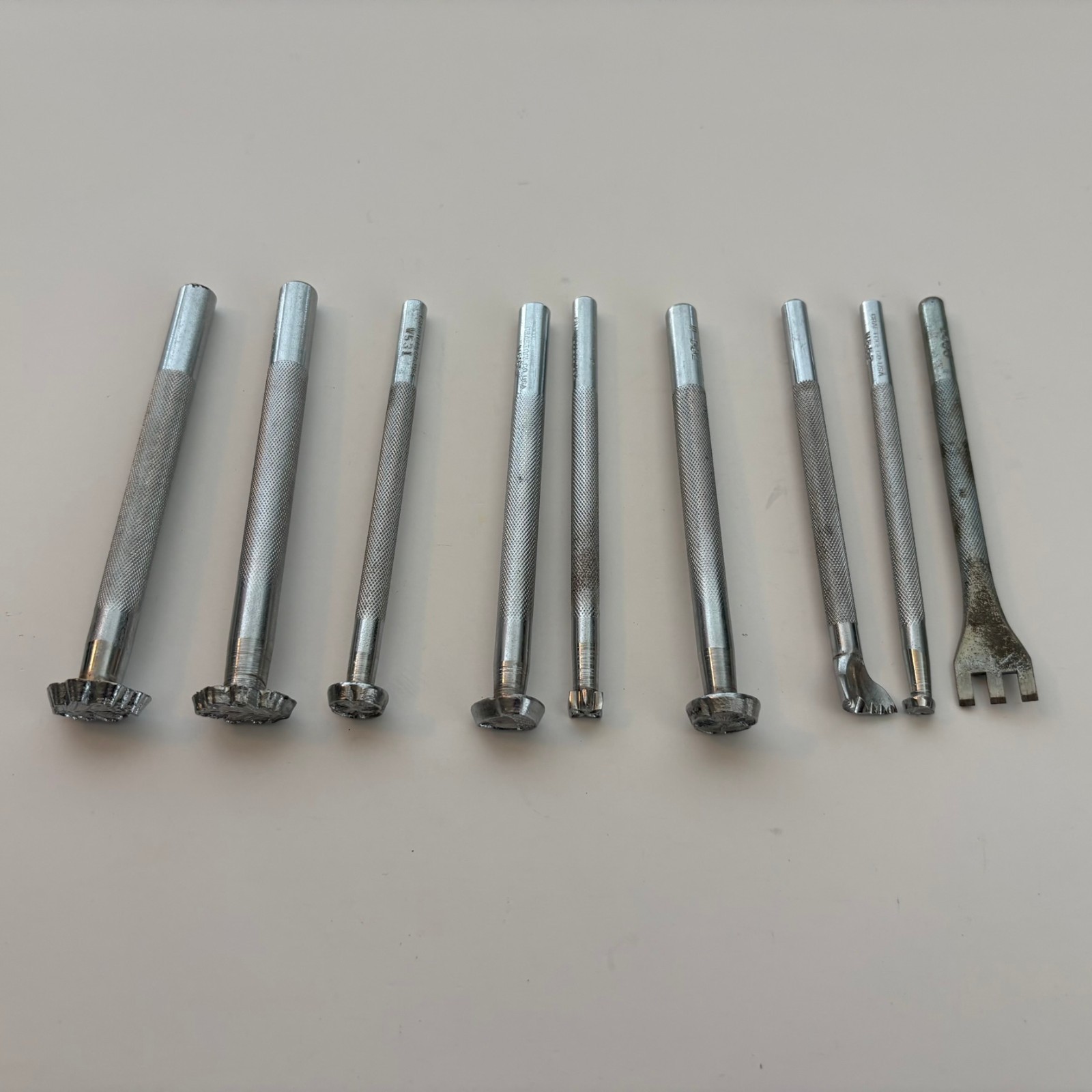 Craftool Co. USA Leather Stamp Tool Lot Set of 9 Craft Tool Vintage