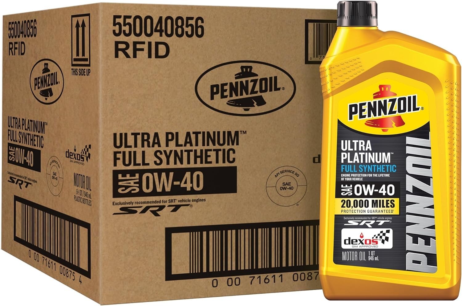 NEW Pennzoil Ultra Platinum Full Synthetic 0W-40 Motor Oil (1 Quart, Case of 6)