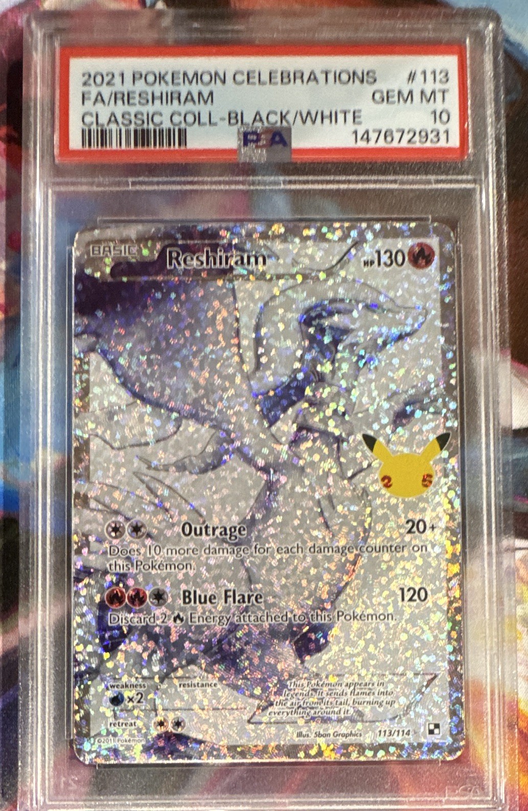 Pokémon TCG Reshiram 113/114 Celebrations Classic Collection FA Holo PSA 10 Pokémon TCG Reshiram 113/114 Celebrations Classic Collection FA Holo PSA 10