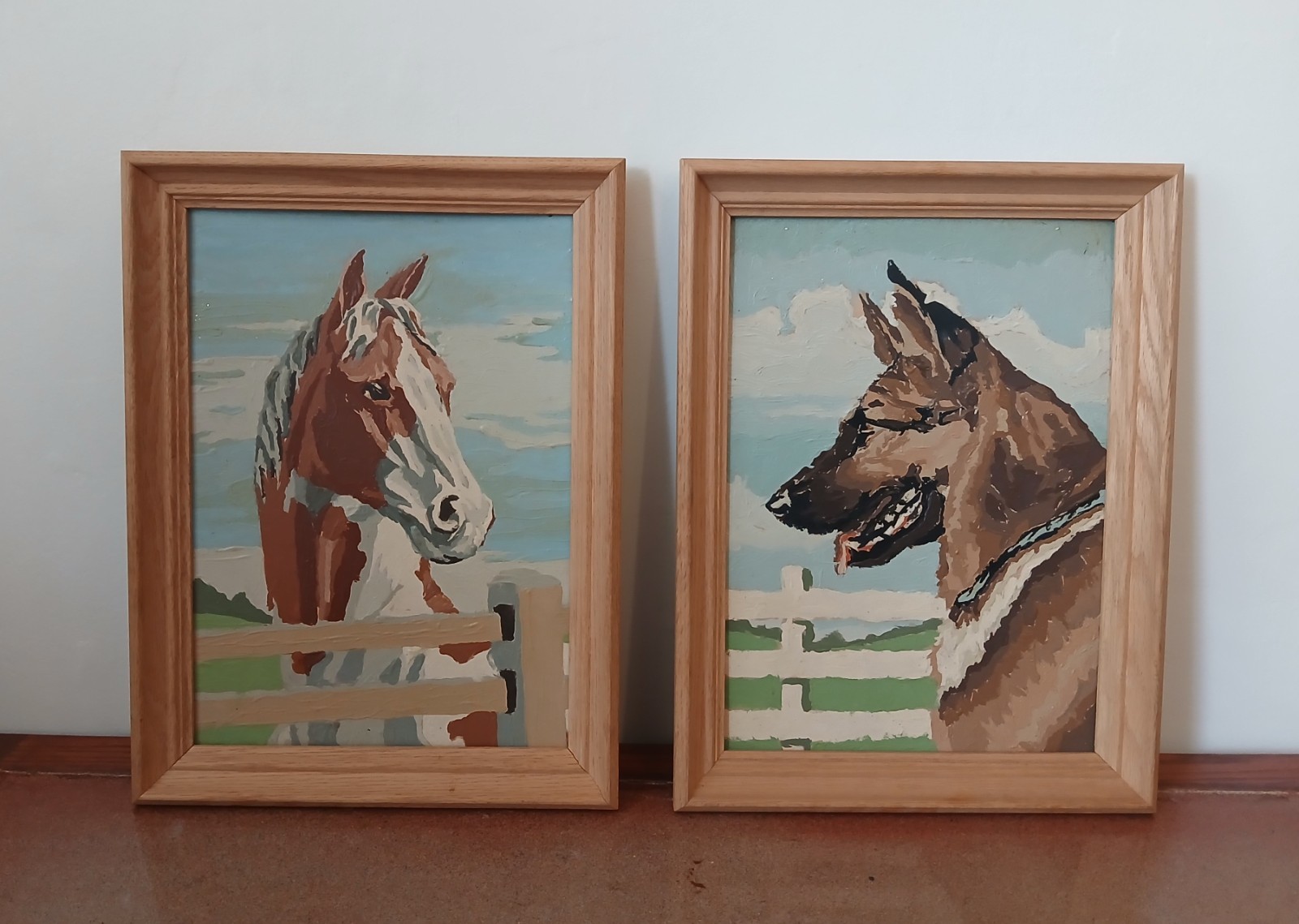 Vintage Paint by Numbers - Horse & Dog - Palomino & German Shepherd - Set of 2 Vintage Paint by Numbers - Horse & Dog - Palomino & German Shepherd - Set of 2