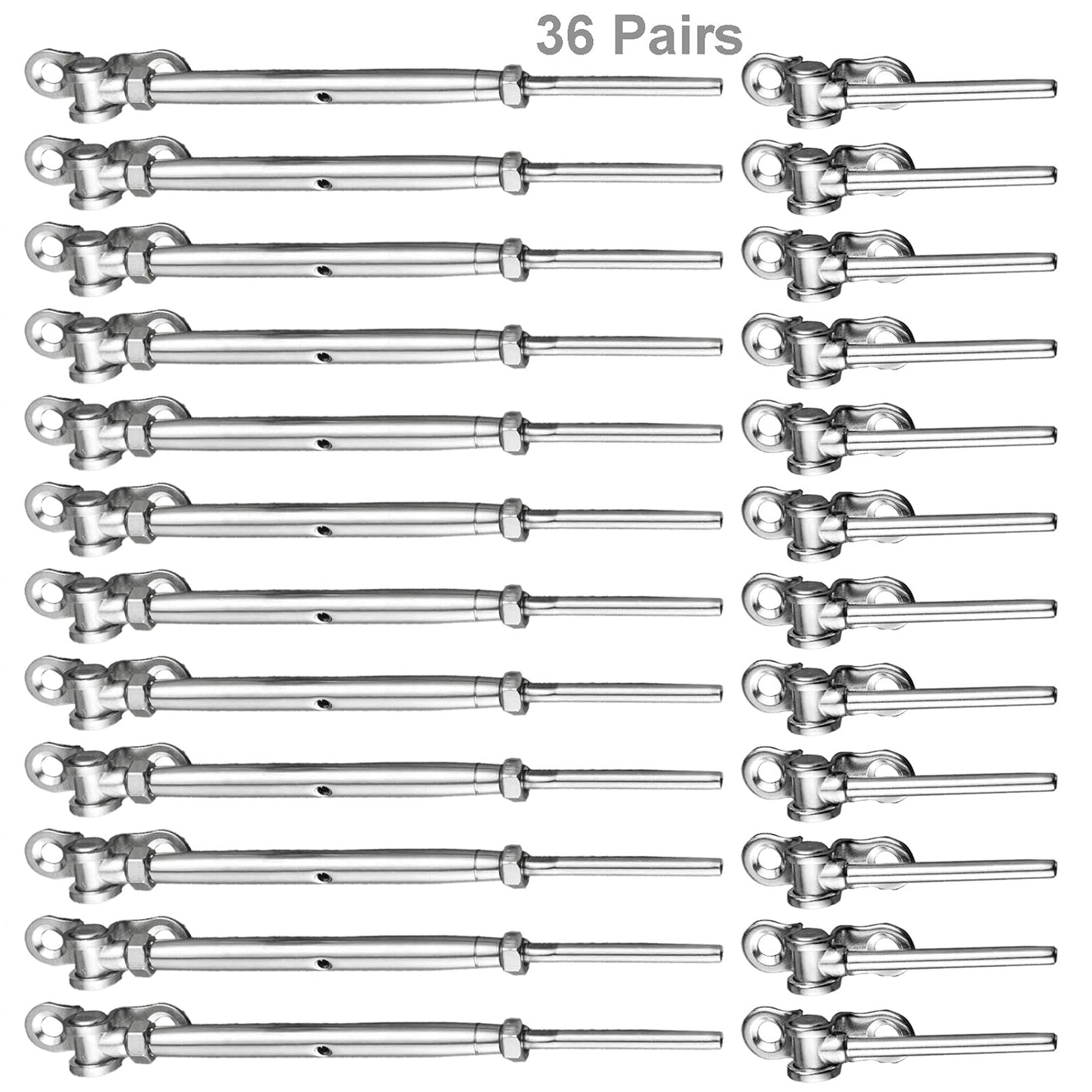 36 Pairs T316 Stainless Steel Cable Railing Kit Fit 1/8\