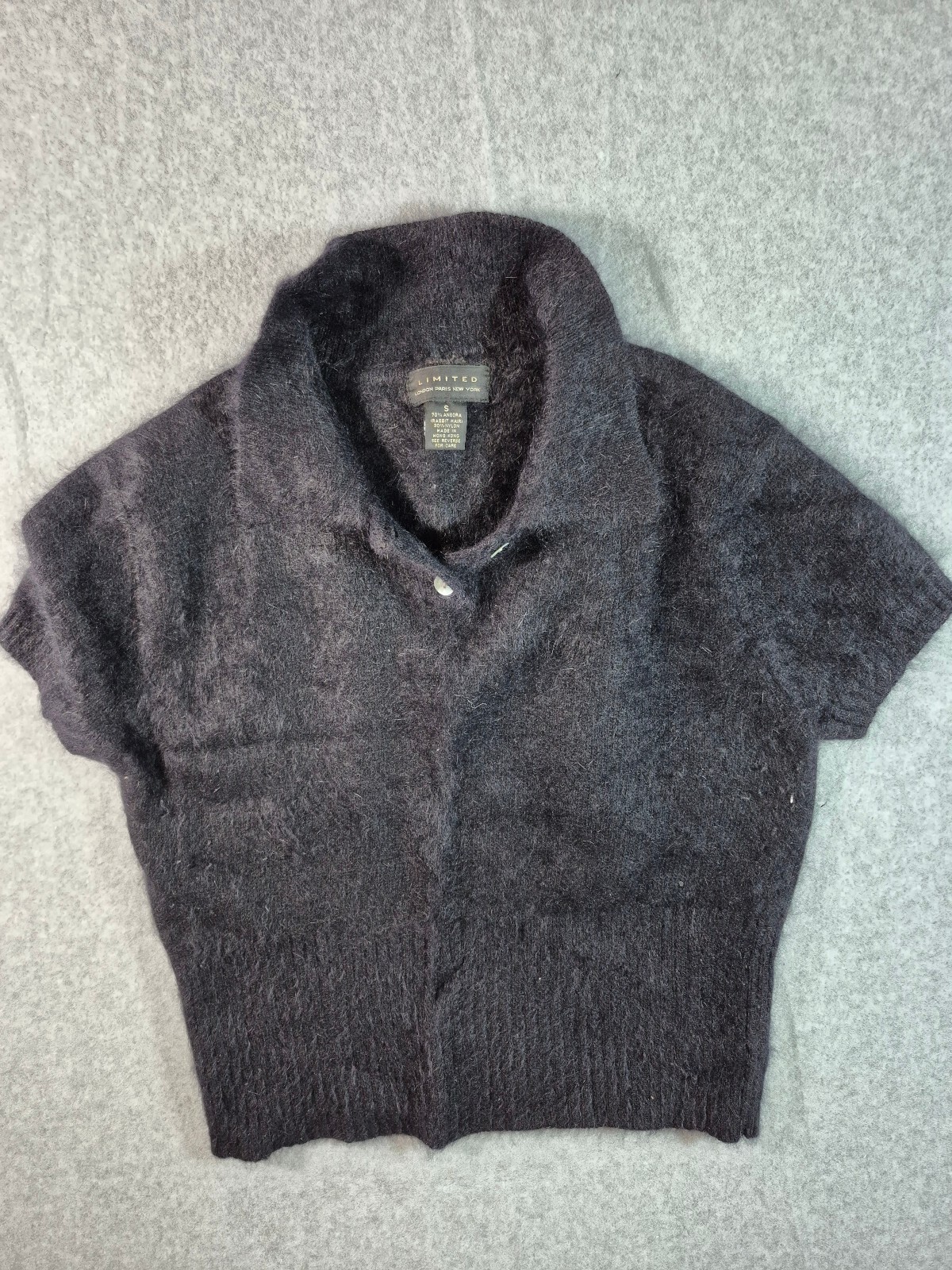 The Limited Women’s Small 70% Angora Rabbit Hair Black Short Sleeve Polo Sweater