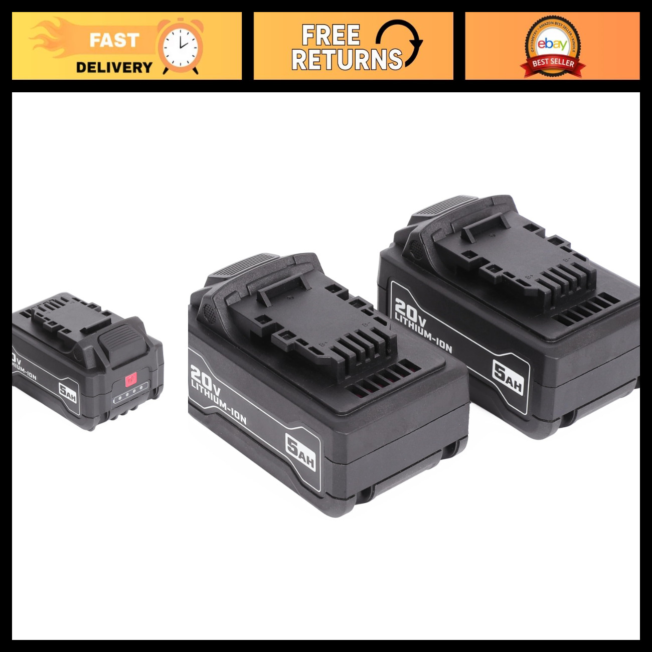 2Pack 20V 5.0Ah Li-Ion Replacement Batteries for Hercules Power Tools, HC01 HC08