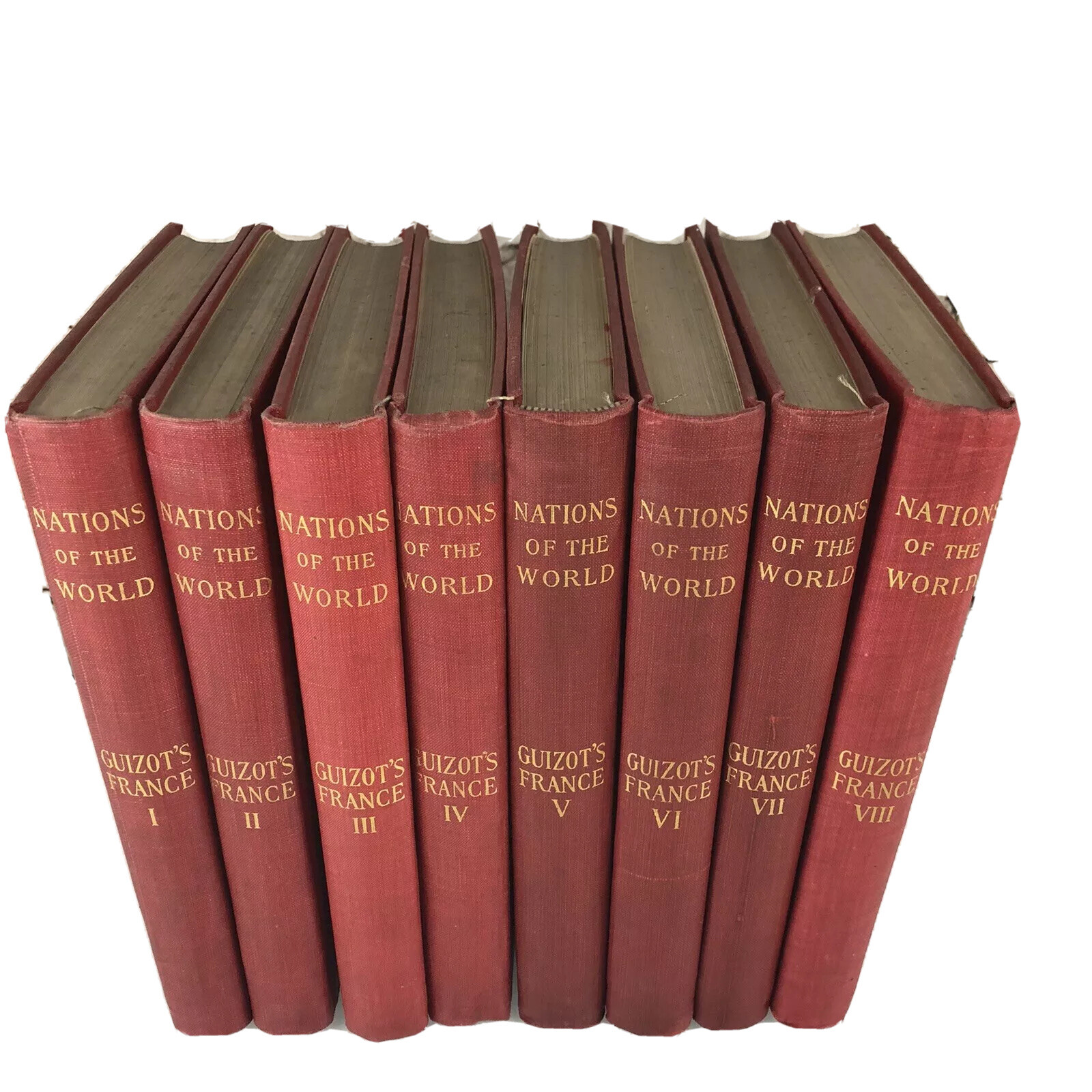 Nations of the World Guizot\'s France 8 Volumes Illustrated 1898 Red Gold Letter