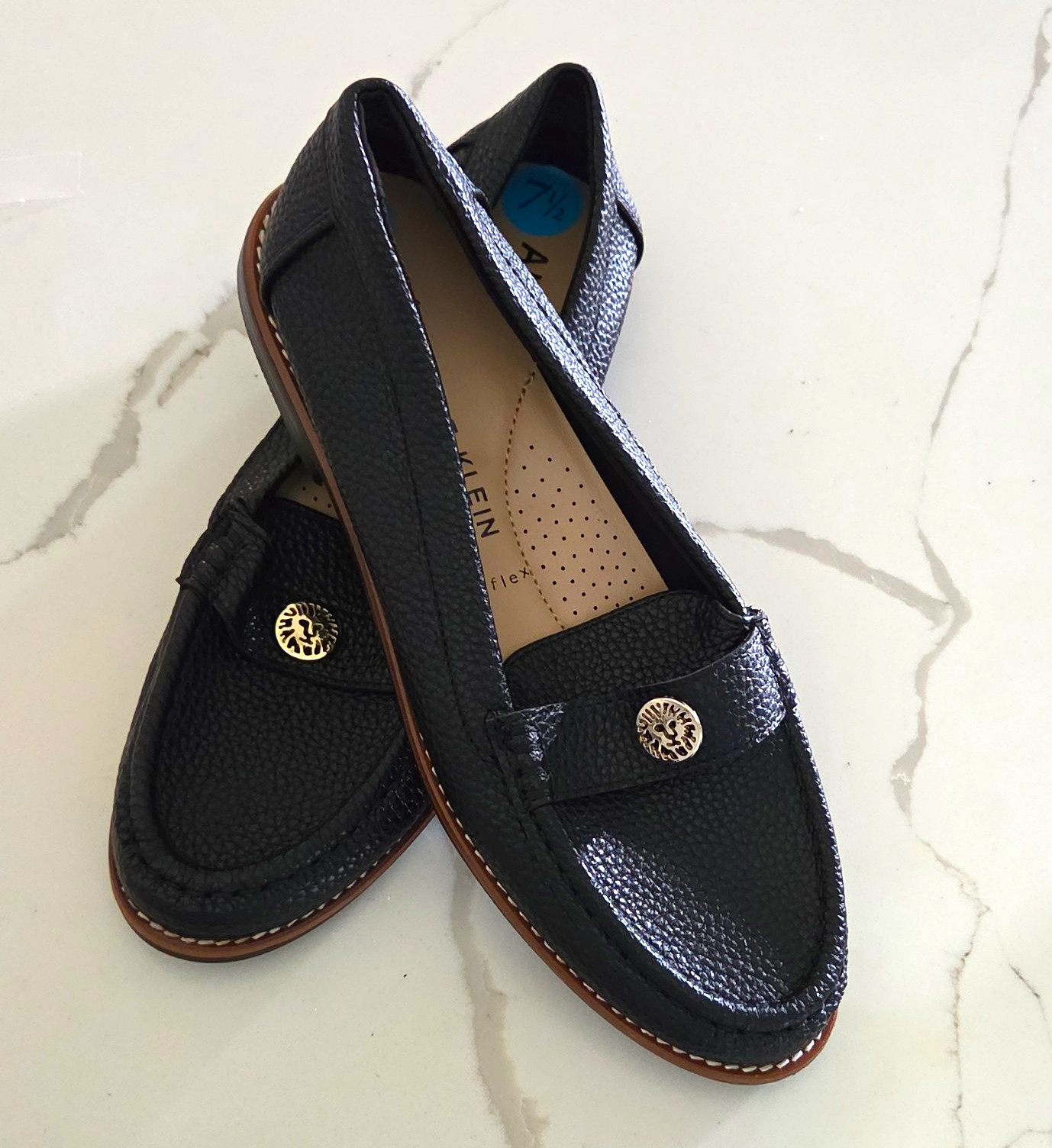 Anne Klein Women\'s Brown Faux Leather Slip-On Loafer Flats Round Toe 7.5 Anne Klein Women\'s Brown Faux Leather Slip-On Loafer Flats Round Toe 7.5