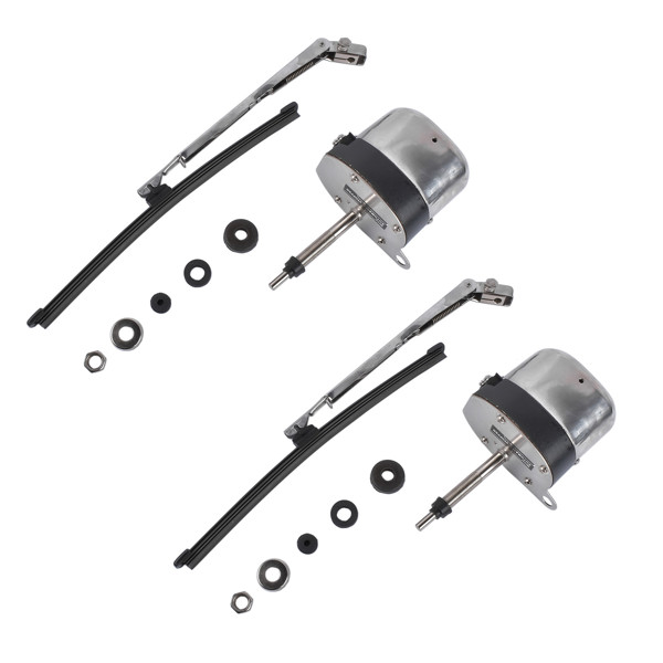 Silver Windshield Wiper Motor Kit Street Hot Rod Universal Boat Fit for Chevy Fi