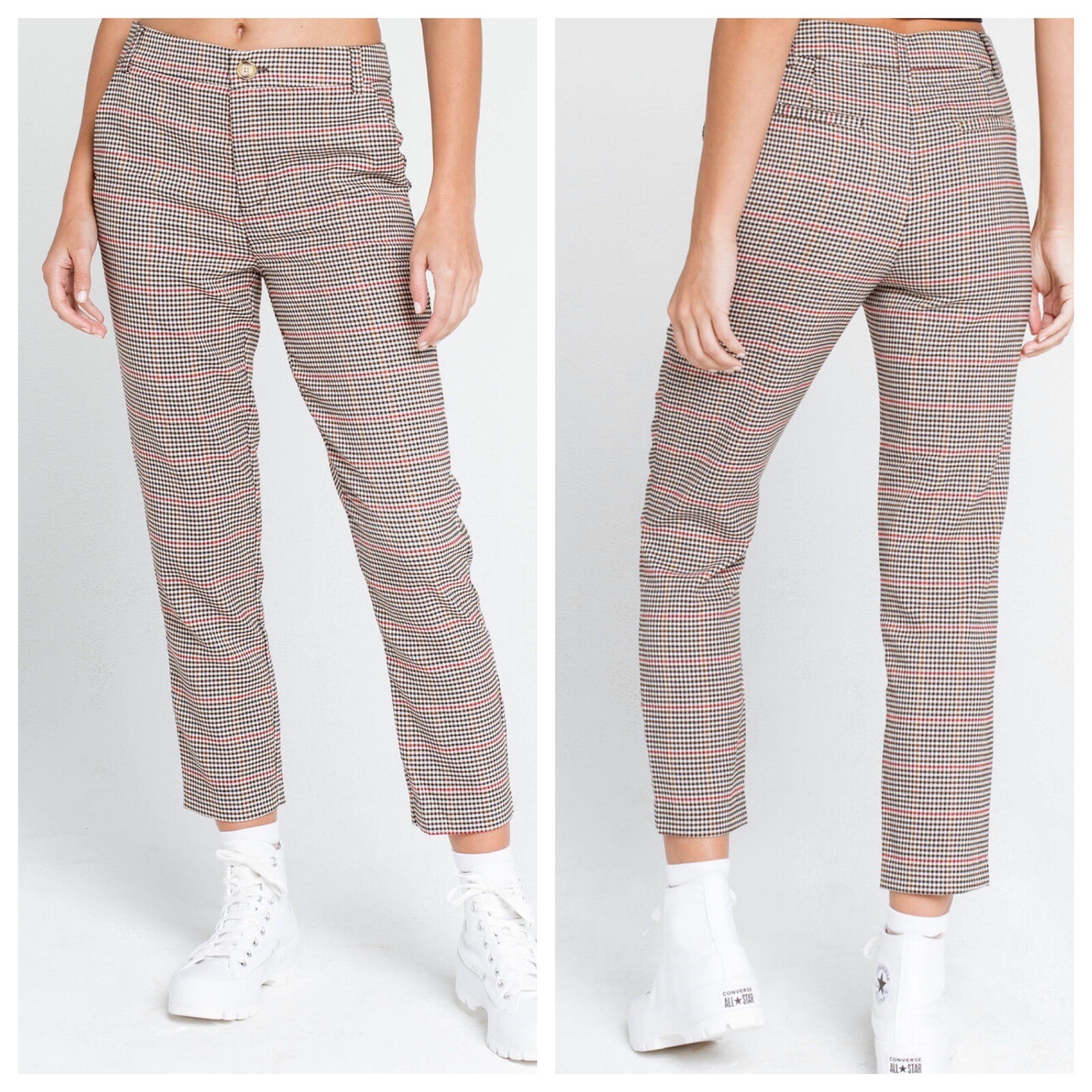 NWT RSQ Collective Plaid Single Button Trouser Pants Tilly’s Large Retro Nice