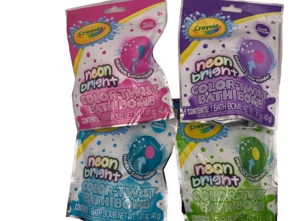 Crayola Neon Bright Color Twist Bath Bombs for Kids (Lot of 4) Crayola Neon Bright Color Twist Bath Bombs for Kids (Lot of 4)