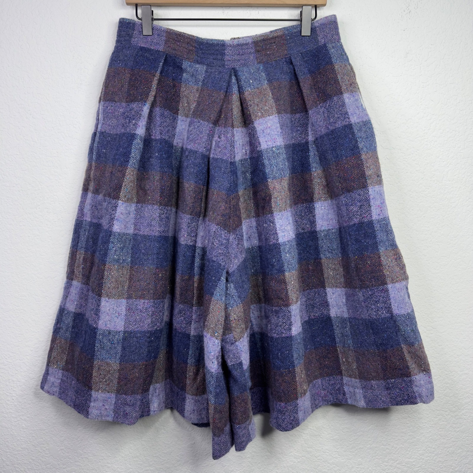 Vintage Vonnie Reynolds Culottes Shorts 14 Plaid Irish Wool Tweed Cottage Preppy