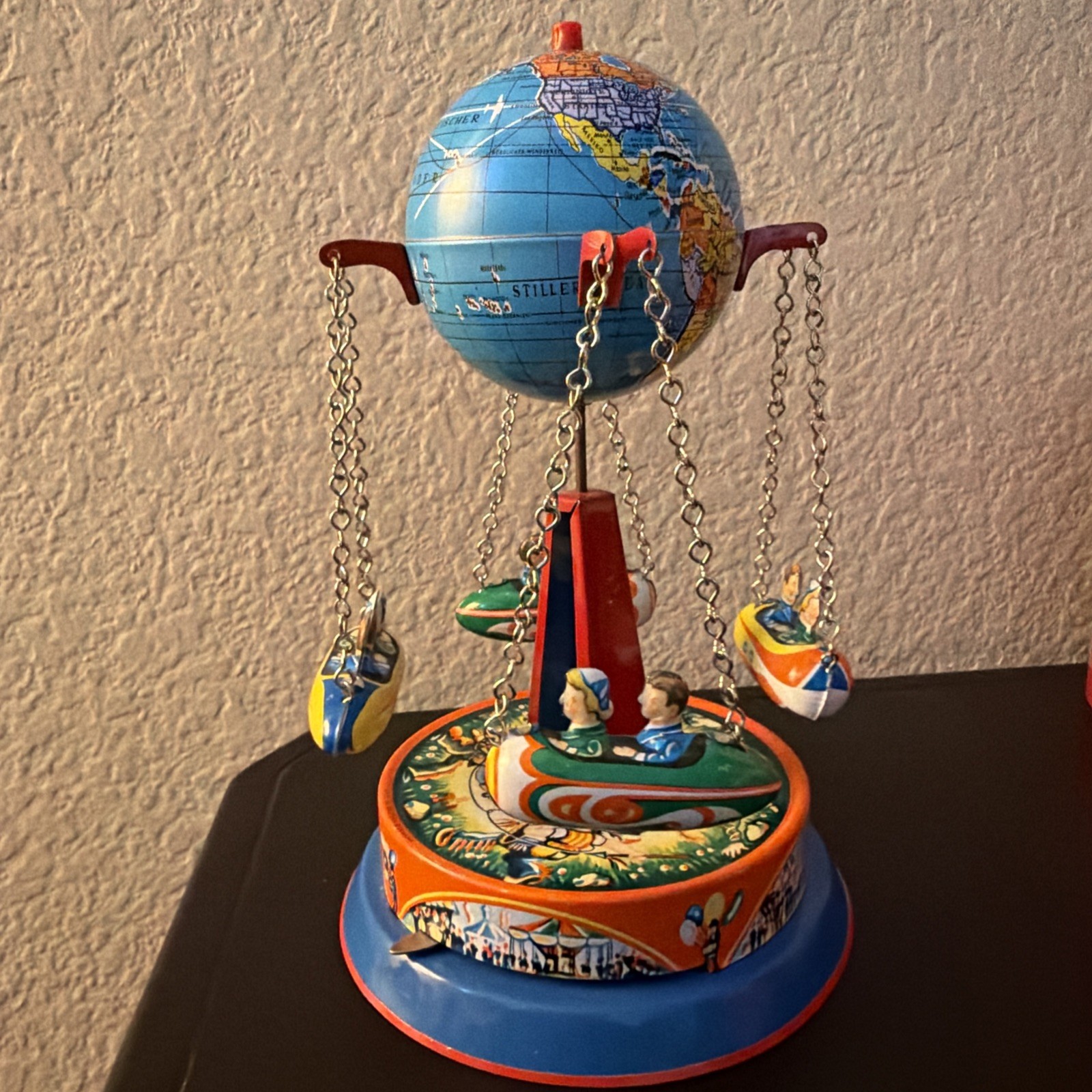 Vintage Josef Wagner Tin Globe Carousel Toy \ Vintage Josef Wagner Tin Globe Carousel Toy \