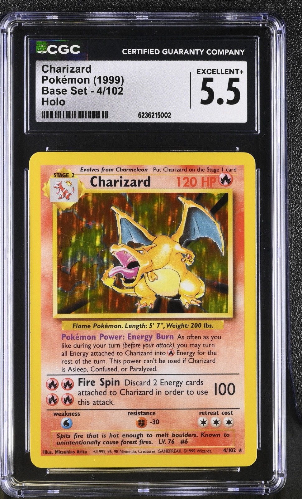 Charizard 4/102 Holo CGC 5.5 - 1999 Pokemon Base Set Unlimited Charizard 4/102 Holo CGC 5.5 - 1999 Pokemon Base Set Unlimited