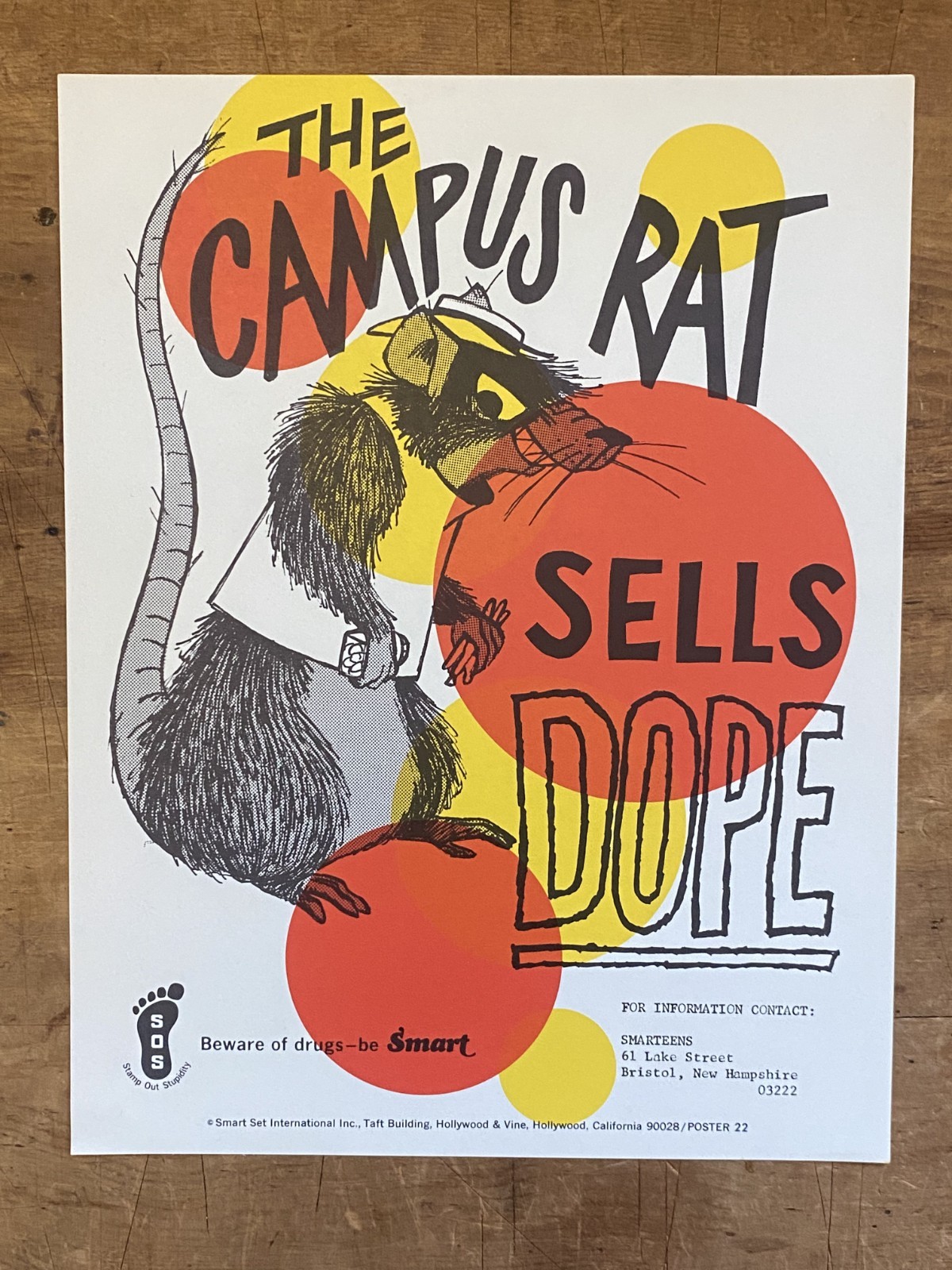 VTG 60\'s SOS Anti-Drugs Marijuana Poster \