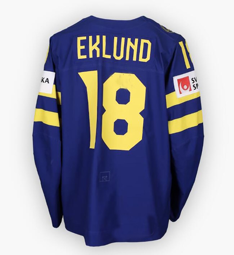 Retro Youth/Men Eklund #18 Team Sweden Hockey Jersey Sewn Blue Custom Name S-6XL