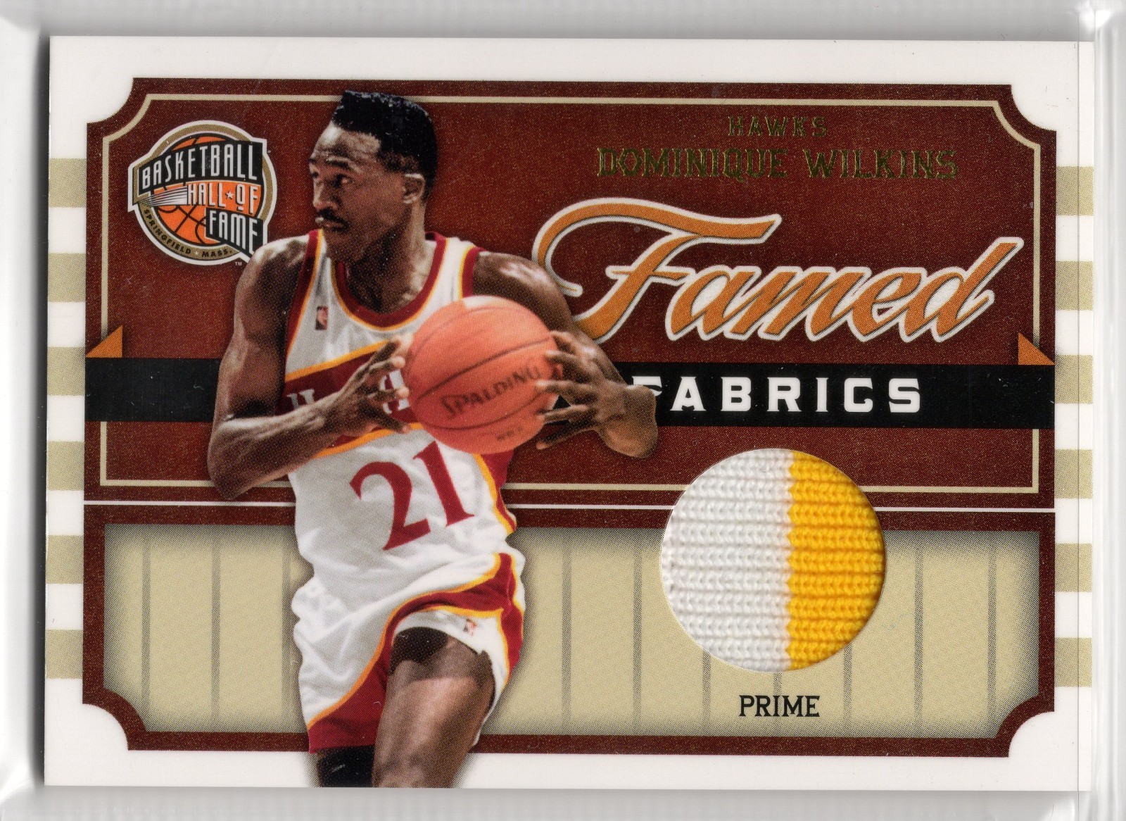 2009-10 Panini Hall of Fame Famed Fabrics Prime 7 Dominique Wilkins Hawks 05/10