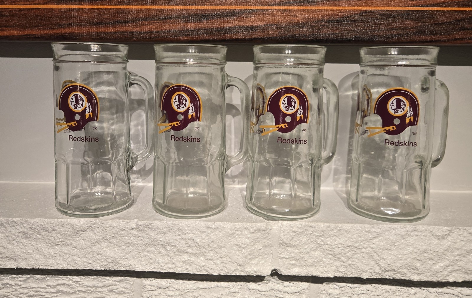 Vintage Washington Redskins Glass Beer Stein/Mug  Handle  FISHER peanuts promo