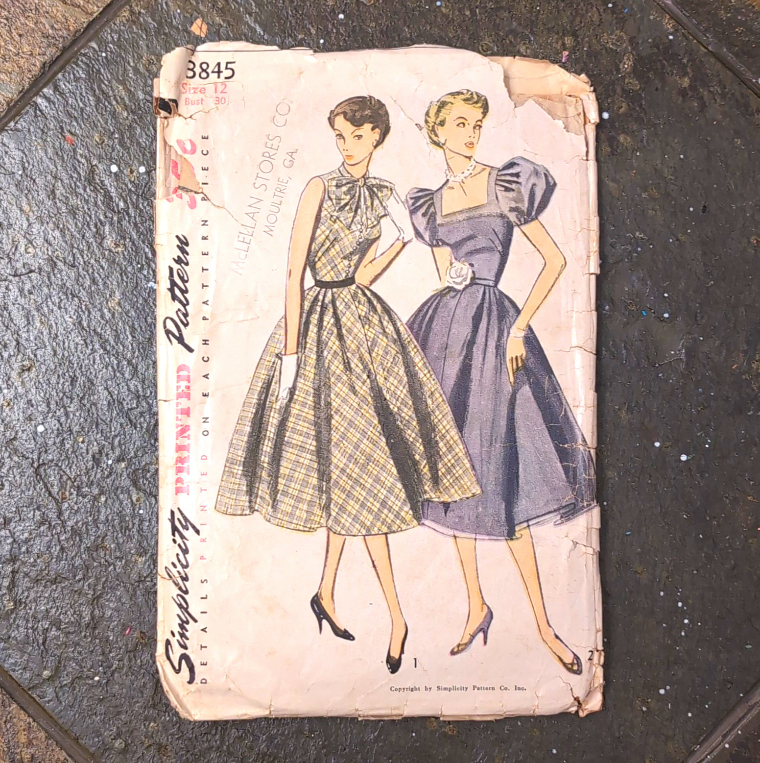Simplicity 3845 Vintage 1950s Dress Sewing Pattern Women’s Size 12 Cut Simplicity 3845 Vintage 1950s Dress Sewing Pattern Women’s Size 12 Cut