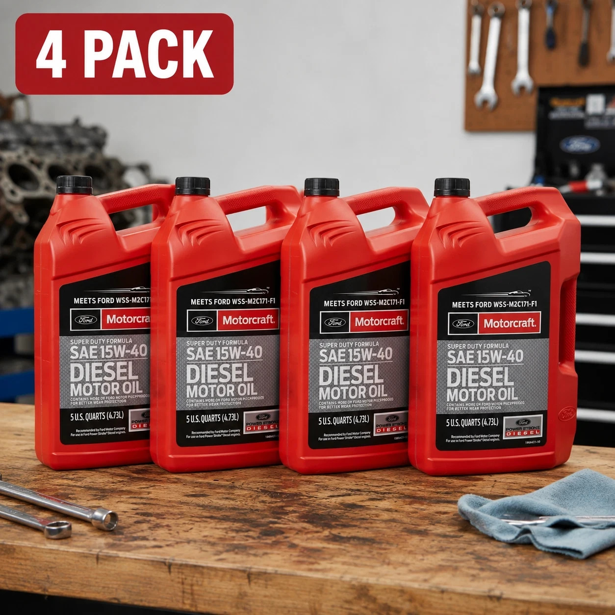 4 PACK - MOTORCRAFT XO15W405Q3SD Super Duty Diesel; SAE 15W-40; 5 Quart 4 PACK - MOTORCRAFT XO15W405Q3SD Super Duty Diesel; SAE 15W-40; 5 Quart