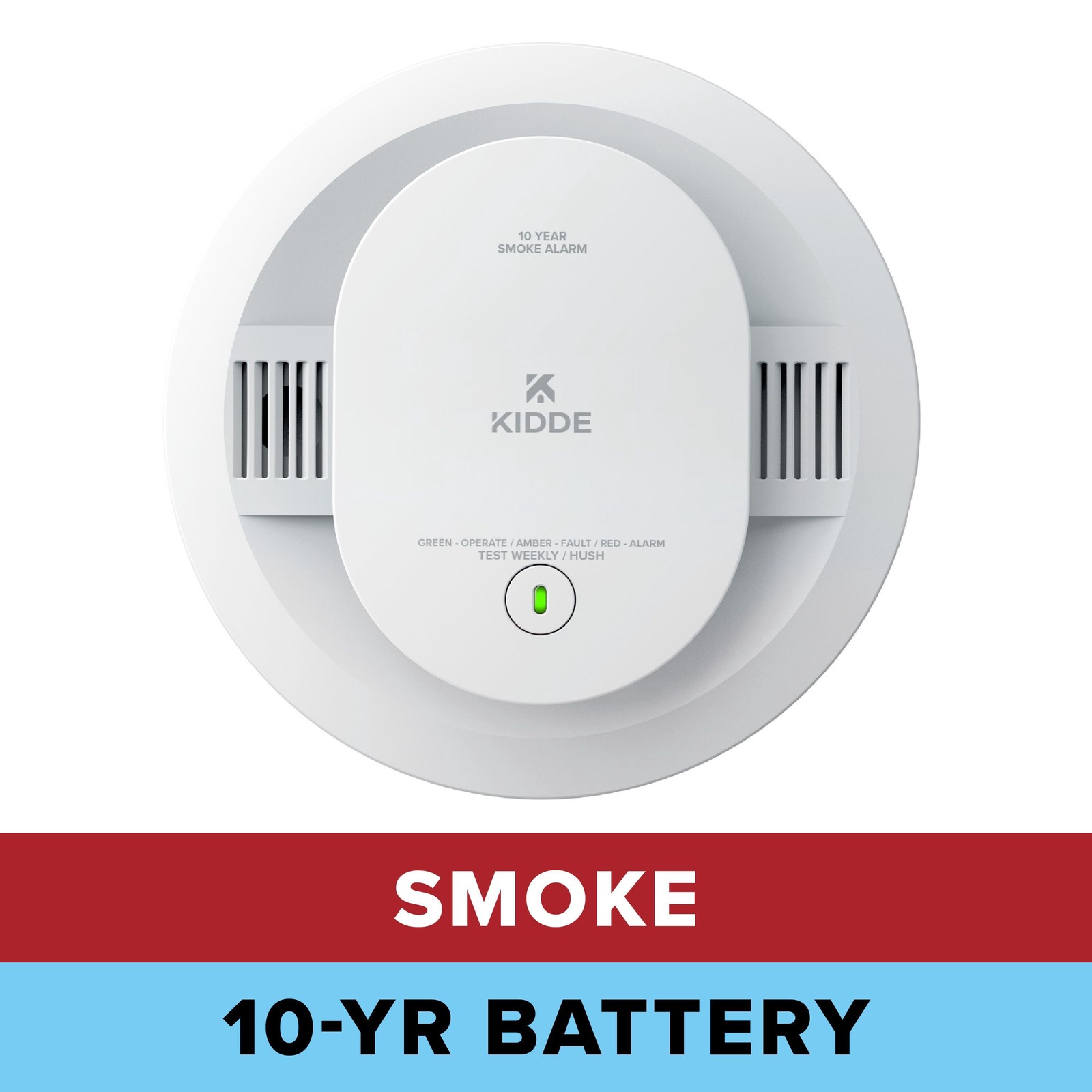 Kidde Smoke Detector with Photoelectric Sensor, 10-Year Sealed Lithium Battery,
