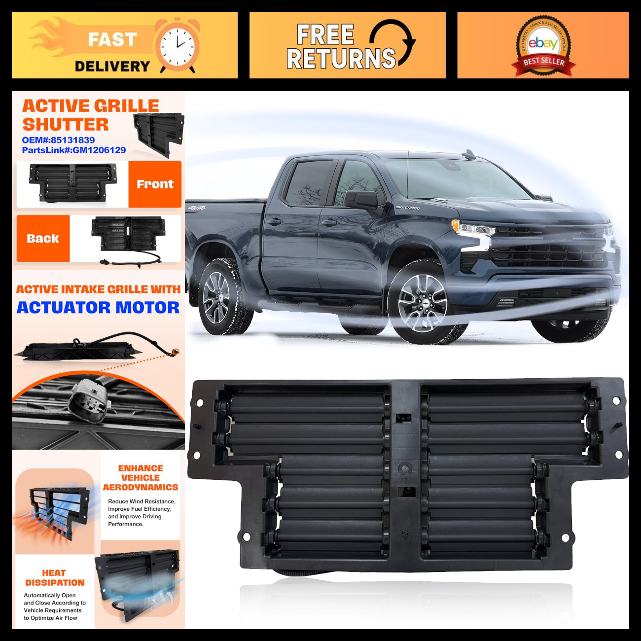 Active Grille Shutter for Chevy Silverado 1500 19-24 | 2.7L & 3.0L Engine Upgrad