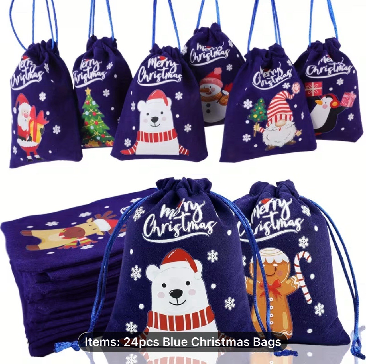 24 Pack Christmas Drawstring Gift Bags, 5x3.5\ 24 Pack Christmas Drawstring Gift Bags, 5x3.5\
