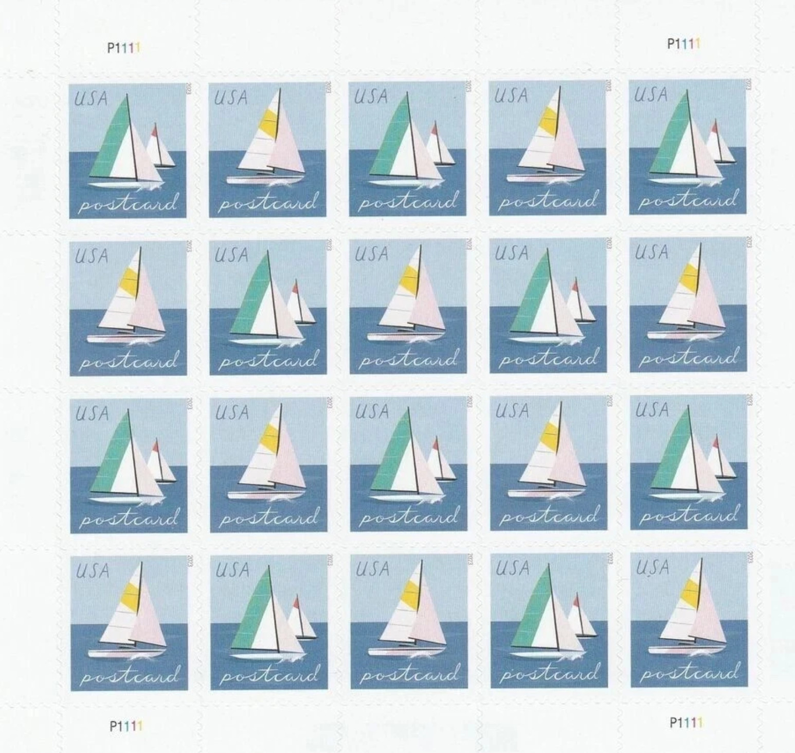 SAILBOATS 5 Sheets of 20 (100 total) Postcard Rate Forever Stamps MNH #5747-5748 SAILBOATS 5 Sheets of 20 (100 total) Postcard Rate Forever Stamps MNH #5747-5748