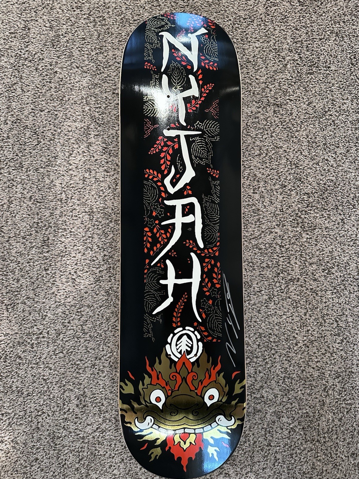 Signed Element- Nyjah Huston rare gold foil deck- Berrics autograph
