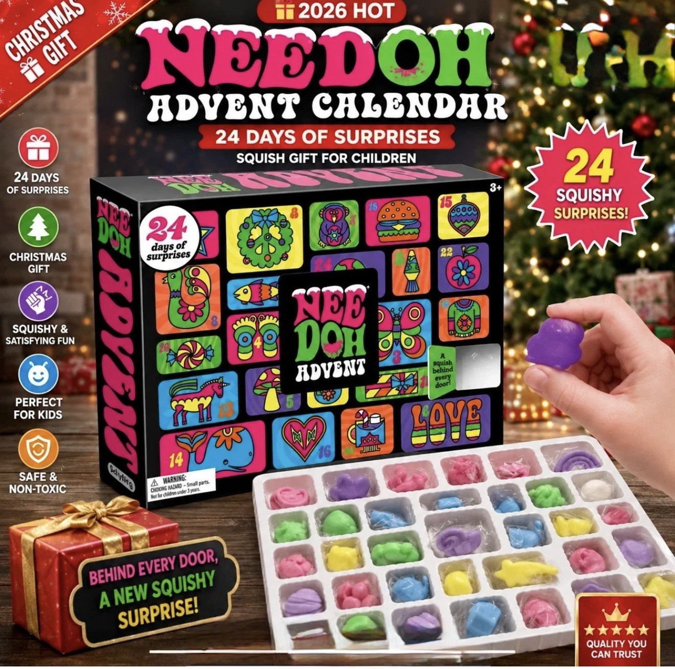 Needoh Advent Calendar 2026 24-Day Countdown Blind Box Toy Gift
