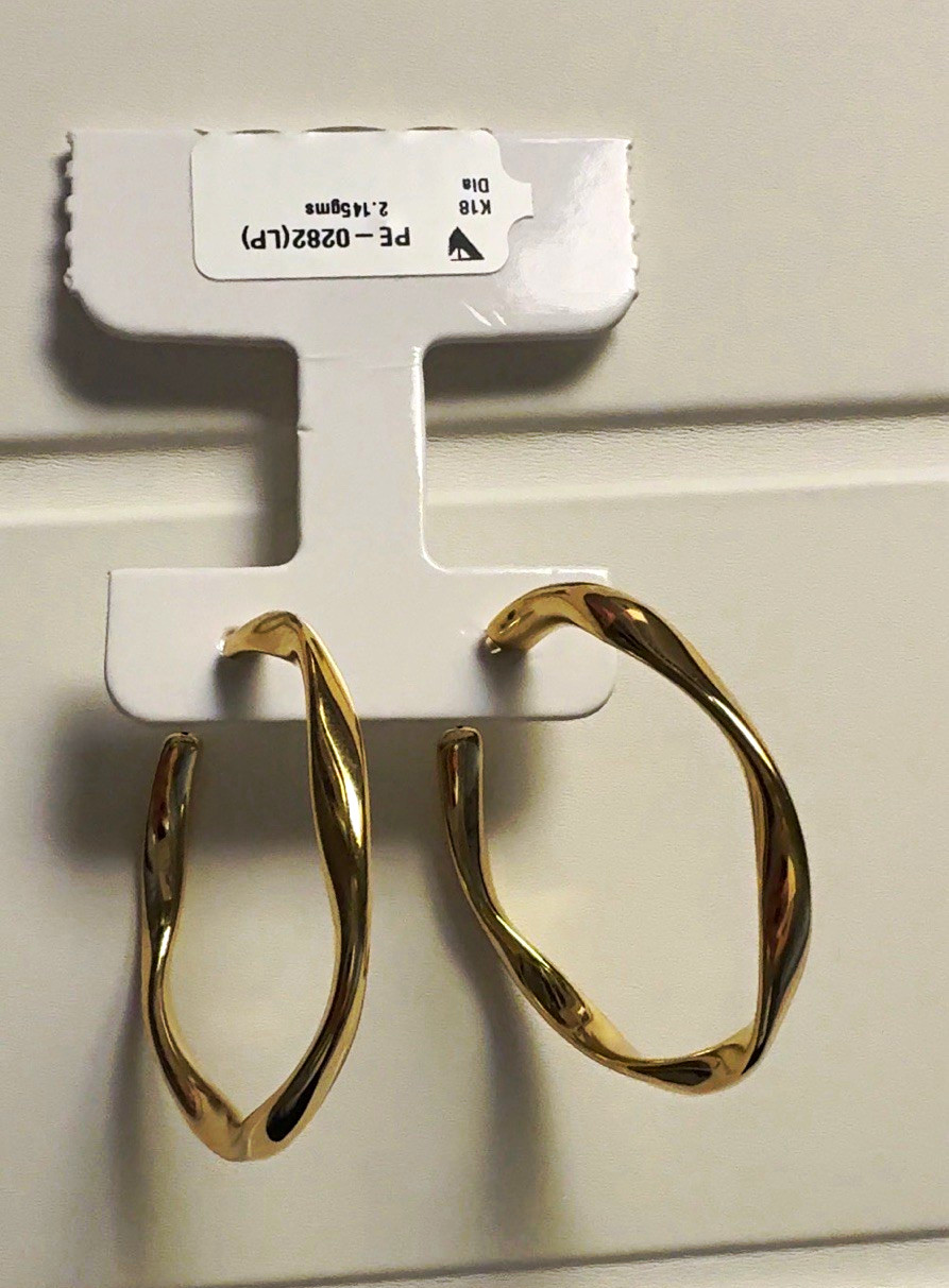 Brand New Solid 18K Japan Gold Twisted Hoop Earrings 40mm