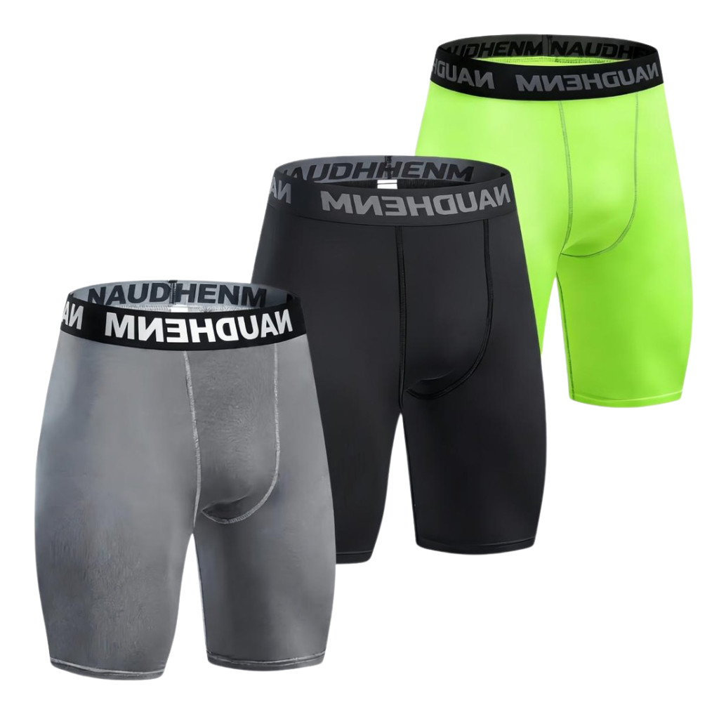 3Pcs Men's Athletic Compression Shorts,Stretch Breathable Athletic Boxer Briefs