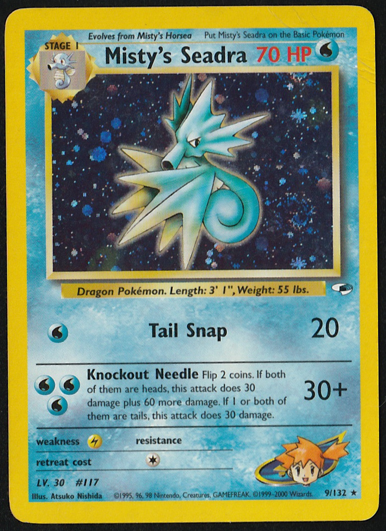 Misty\'s Seadra 9/132 - Pokemon Gym Heroes TCG Set - Holo, Rare Misty\'s Seadra 9/132 - Pokemon Gym Heroes TCG Set - Holo, Rare