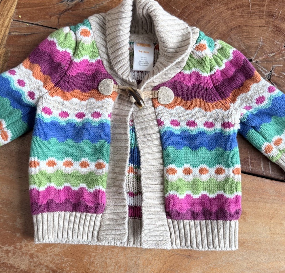 Girl’s GYMBOREE Sweater Sweet Music Line Very Tweet Toggle Cardigan SZ 3-6 mos