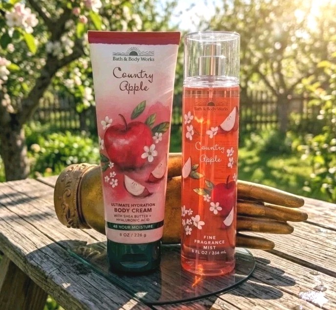 2 Piece Set COUNTRY APPLE Bath & Body Works Fine Fragrance Mist and Body Cream